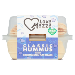 Love Mezze Classic Hummus with Cocktail Baku Flat Breads 130g