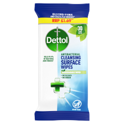 Dettol Antibacterial Surface Cleansing Wipes, 30 Wipes
