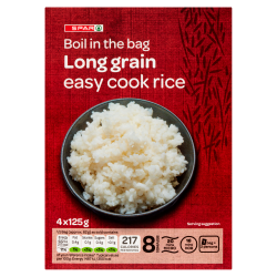 SPAR Boil in the Bag Long Grain Easy Cook Rice 4 x 125g (500g)