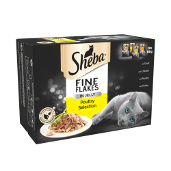 Sheba Fine Flakes Cat Food Pouches Poultry in Jelly 12 x 85g