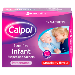 Calpol Sugar Free Infant Suspension Sachets Strawberry Flavour 2+ Months