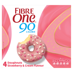 Fibre One 90 Calorie Doughnuts Strawberry & Cream Flavour 4 x 23g (92g)