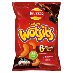 Walkers Wotsits Flamin' Hot Multipack Snacks Crisps 6x16g