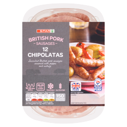 SPAR 12 British Pork Sausages Chipolatas 375g
