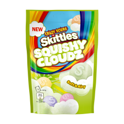 Skittles Squishy Cloudz Sour Sweets Fruit Flavoured Sweets Pouch Bag 94g
