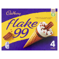 Cadbury Flake 99 Ice Cream Cones 4 x 125ml