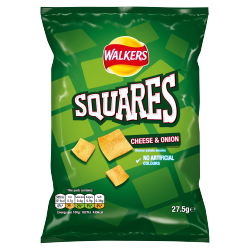 Walkers Squares Cheese & Onion Snacks Crisps 27.5g