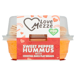 Love Mezze Sweet Pepper Hummus with Cocktail Baku Flat Breads 130g