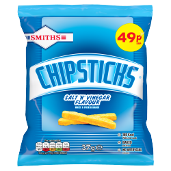 Smiths Chipsticks Salt & Vinegar Snacks 49p RRP PMP 37g