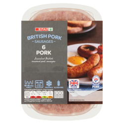SPAR 6 British Pork Sausages 400g