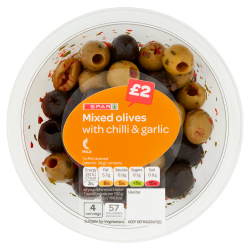 SPAR Mixed Olives with Garlic & ChilliÂ 150g